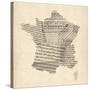 Map of France Old Sheet Music Map-Michael Tompsett-Stretched Canvas