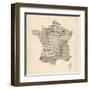 Map of France Old Sheet Music Map-Michael Tompsett-Framed Art Print