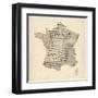 Map of France Old Sheet Music Map-Michael Tompsett-Framed Art Print