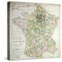 Map of France Showing Plans to Divide Departments, 1789-null-Stretched Canvas