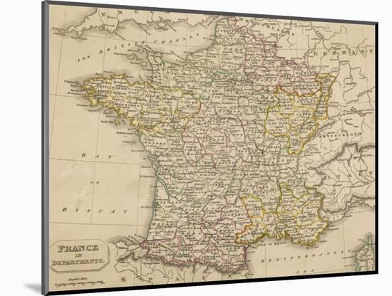Map of France Showing the Departements-null-Mounted Photographic Print