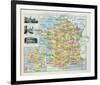 Map of France-The Vintage Collection-Framed Giclee Print