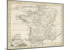 Map of France-T. Jeffreys-Mounted Art Print