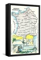 Map of France-null-Framed Stretched Canvas