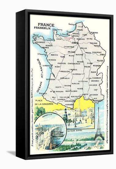 Map of France-null-Framed Stretched Canvas