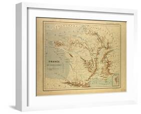 Map of France-null-Framed Giclee Print