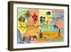 Map of Fred Harvey Hotel Locations - CA to KS-Lantern Press-Framed Art Print