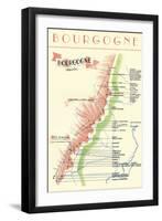 Map of French Bourgogne Wine Country-null-Framed Art Print