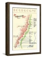 Map of French Bourgogne Wine Country-null-Framed Art Print