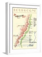 Map of French Bourgogne Wine Country-null-Framed Art Print