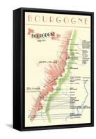 Map of French Bourgogne Wine Country-null-Framed Stretched Canvas