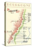 Map of French Bourgogne Wine Country-null-Stretched Canvas