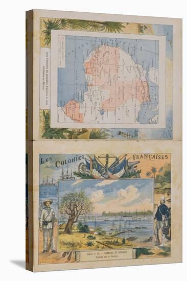 Map of French Possessions and Spheres of Influence in Africa and a View of the River Senegal-G. Dascher-Stretched Canvas