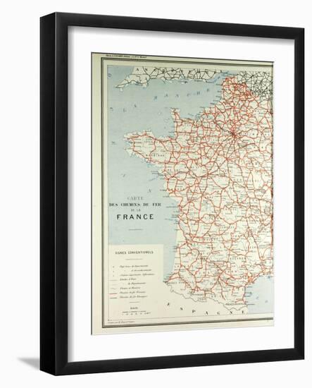 Map of French Railway Lines-null-Framed Giclee Print