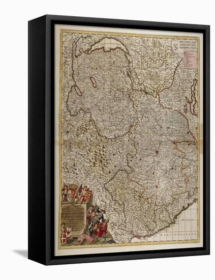 Map of French, Swiss and Italian Alpine and Transalpine Regions and Western Liguria Region-null-Framed Stretched Canvas