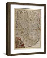 Map of French, Swiss and Italian Alpine and Transalpine Regions and Western Liguria Region-null-Framed Giclee Print