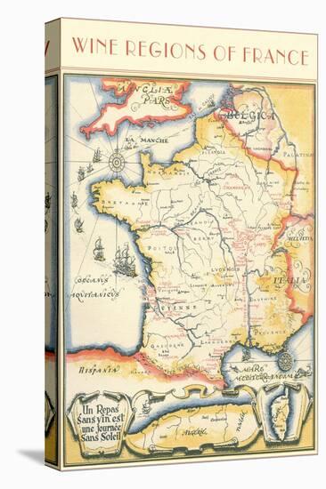 Map of French Wine Country-null-Stretched Canvas