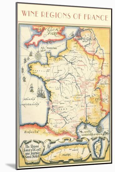 Map of French Wine Country-null-Mounted Art Print