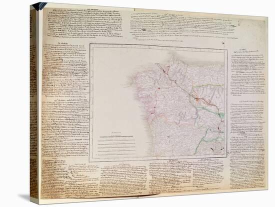 Map of Galicia with the Route of the French Army and a Log, from the Campaign in January, 1809-French-Stretched Canvas