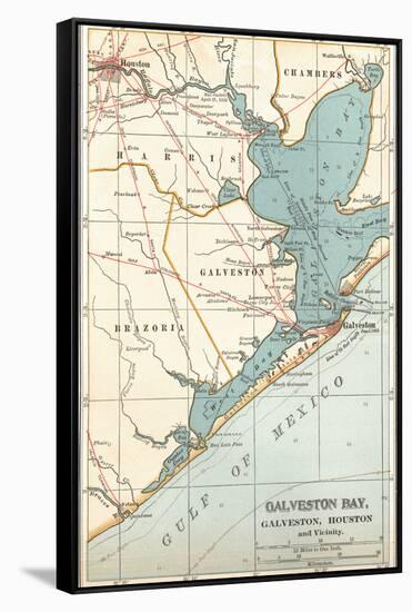 Map of Galveston Bay, Houston and Vicinity (C. 1900)-Encyclopaedia Britannica-Framed Stretched Canvas