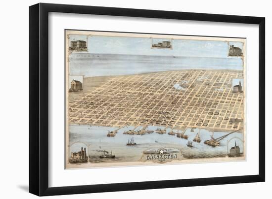 Map Of Galveston Texas 1871-Vintage Lavoie-Framed Giclee Print