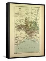 Map of Gard France-null-Framed Stretched Canvas