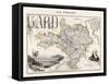 Map of Gard France-Alexandre Vuillemin-Framed Stretched Canvas