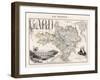 Map of Gard France-Alexandre Vuillemin-Framed Art Print