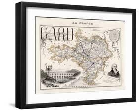 Map of Gard France-Alexandre Vuillemin-Framed Art Print