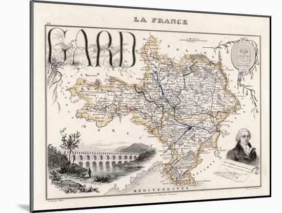 Map of Gard France-Alexandre Vuillemin-Mounted Art Print