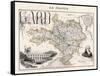 Map of Gard France-Alexandre Vuillemin-Framed Stretched Canvas
