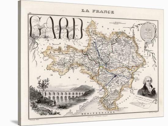 Map of Gard France-Alexandre Vuillemin-Stretched Canvas