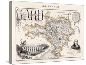 Map of Gard France-Alexandre Vuillemin-Stretched Canvas