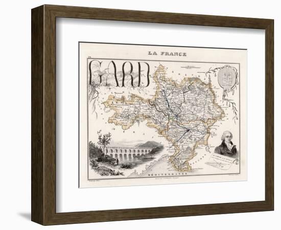 Map of Gard France-Alexandre Vuillemin-Framed Art Print