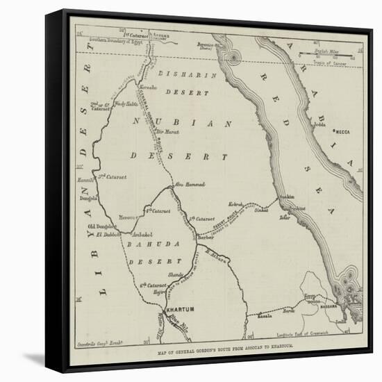 Map of General Gordon's Route from Assouan to Khartoum-null-Framed Stretched Canvas