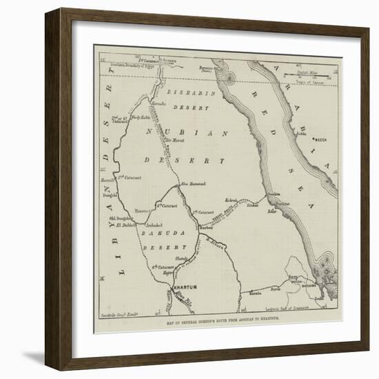 Map of General Gordon's Route from Assouan to Khartoum-null-Framed Giclee Print