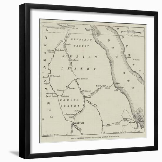 Map of General Gordon's Route from Assouan to Khartoum-null-Framed Giclee Print