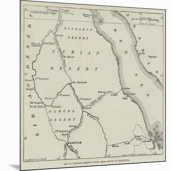 Map of General Gordon's Route from Assouan to Khartoum-null-Mounted Giclee Print