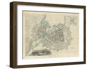 Map of Geneva, with an Illustrated 'View of the City', 1847-null-Framed Giclee Print