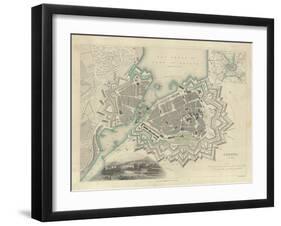 Map of Geneva, with an Illustrated 'View of the City', 1847-null-Framed Giclee Print