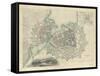 Map of Geneva, with an Illustrated 'View of the City', 1847-null-Framed Stretched Canvas