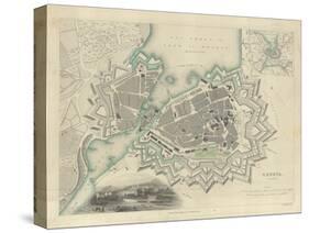 Map of Geneva, with an Illustrated 'View of the City', 1847-null-Stretched Canvas