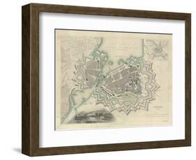 Map of Geneva, with an Illustrated 'View of the City', 1847-null-Framed Giclee Print