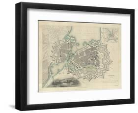 Map of Geneva, with an Illustrated 'View of the City', 1847-null-Framed Giclee Print