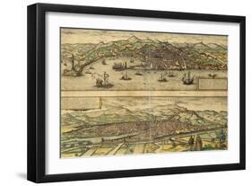 Map of Genoa and Florence from Civitates Orbis Terrarum-null-Framed Giclee Print