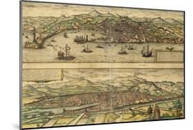 Map of Genoa and Florence from Civitates Orbis Terrarum-null-Mounted Giclee Print