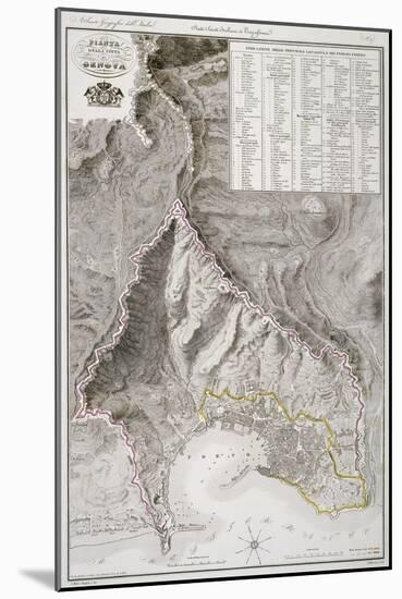 Map of Genoa by Attilio Zuccagni-Orlandini, Taken from the Geographic Atlas of Italian States-null-Mounted Giclee Print