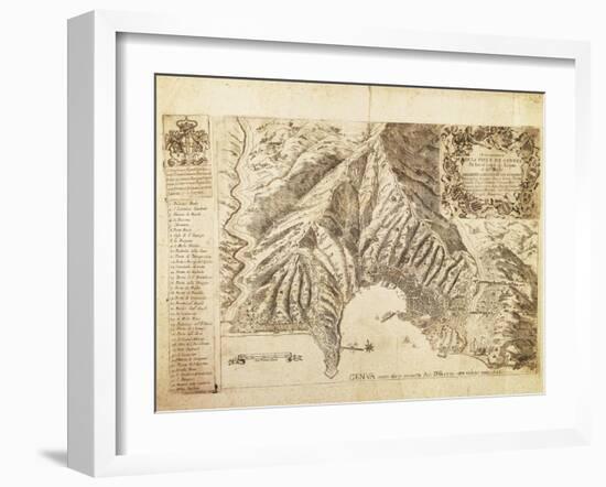 Map of Genoa, Italy with New City Walls, 1695-null-Framed Giclee Print