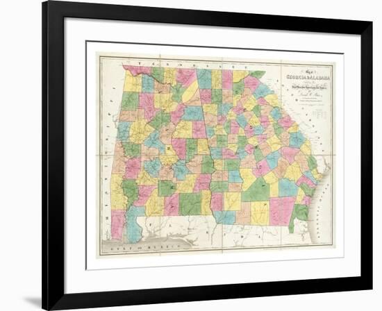 Map of Georgia and Alabama, c.1839-David H^ Burr-Framed Art Print