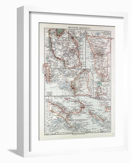 Map of German Colonies German New Guinea Cameroon 1899-null-Framed Giclee Print
